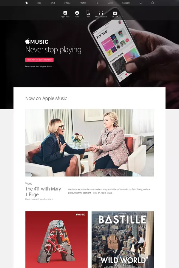 Music - Apple - Landing design inspiration