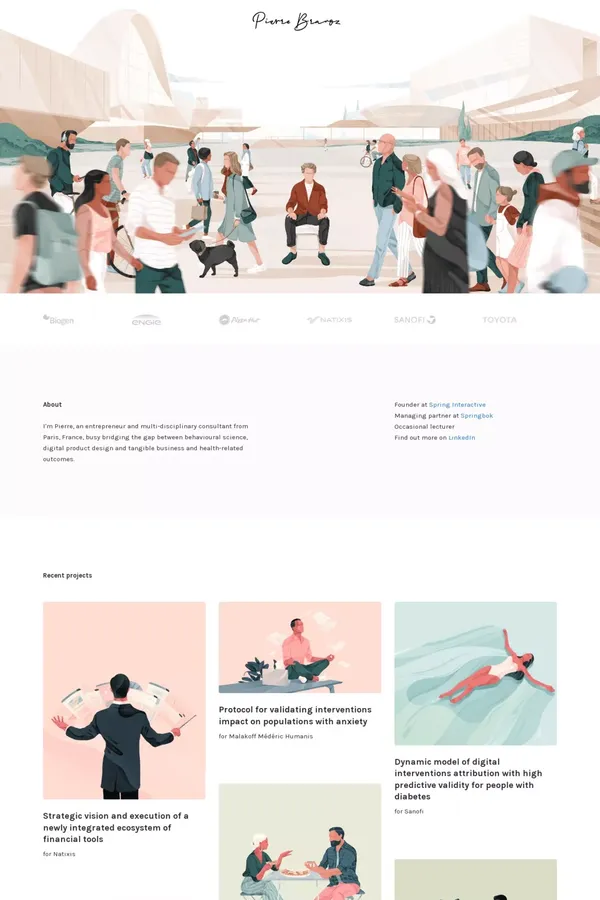 Pierre Bravoz - Entrepreneur & Multi Disciplinary Consultant - Portfolio design inspiration