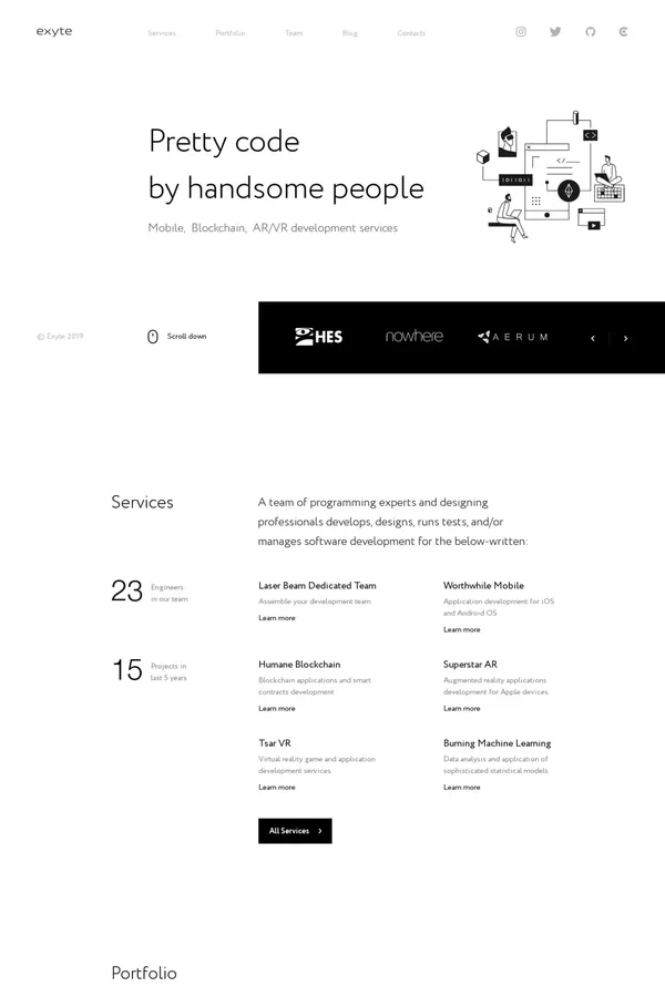 Mobile, Blockchain, and AR/VR Development Agency | Exyte - Portfolio design inspiration