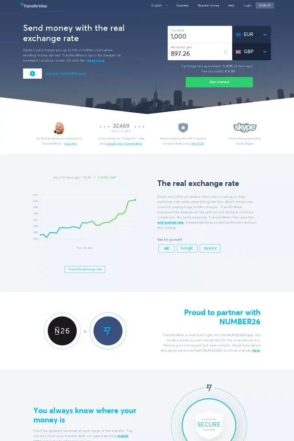 	Transfer Money Online | Send Money Abroad with TransferWise - website design inspiration