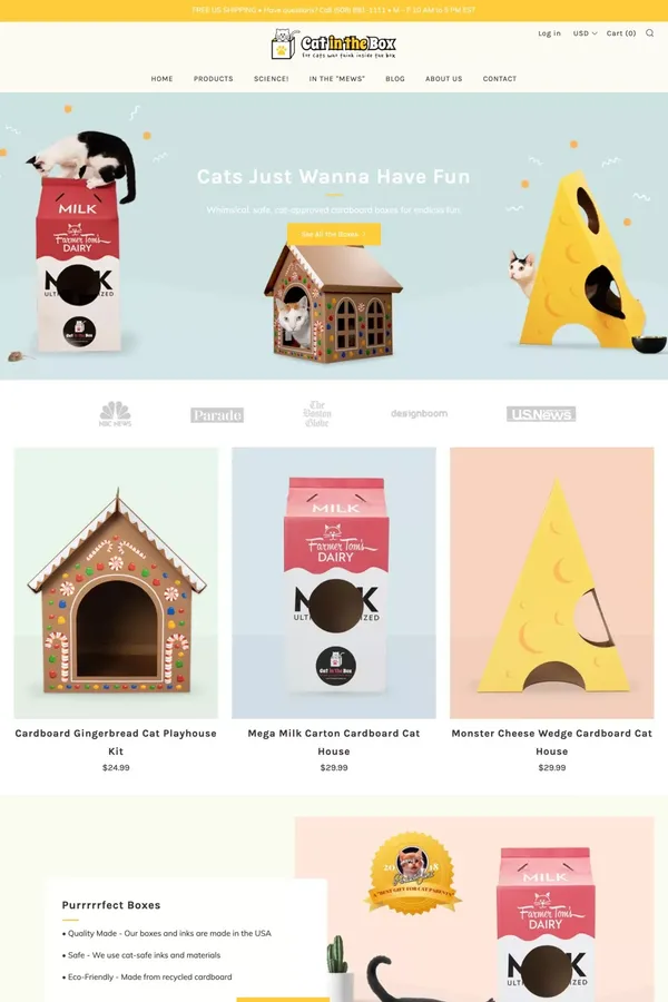 	Cardboard Box House Toys for Cats Who Love Cardboard Boxes – Cat in the Box LLC  	 - Landing design inspiration