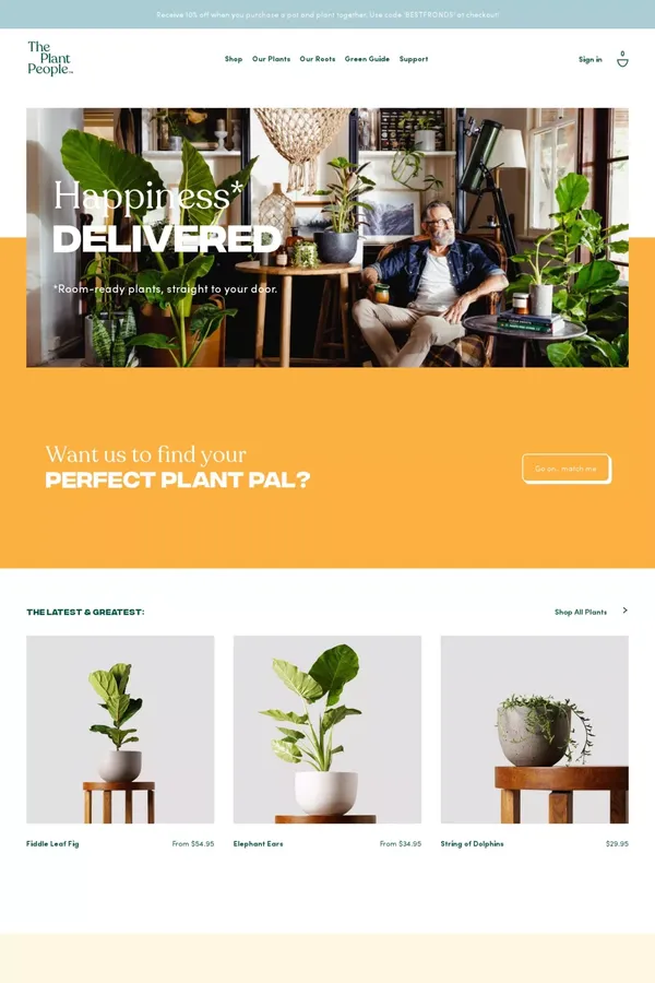 The Plant People | Happiness, delivered - Landing design inspiration