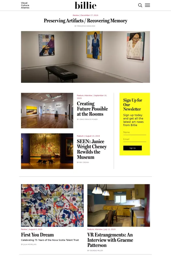 Billie - Visual Culture Atlantic - Blog design inspiration