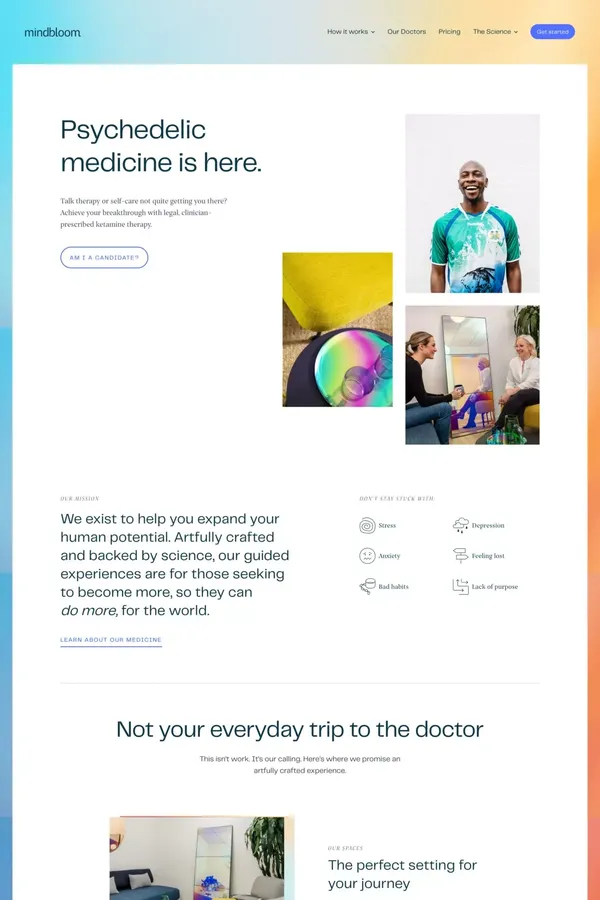 Psychedelic medicine is here | Mindbloom - Landing design inspiration
