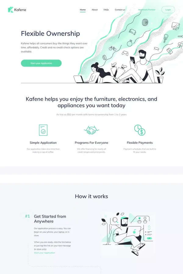 Flexible Ownership - Kafene - Landing design inspiration