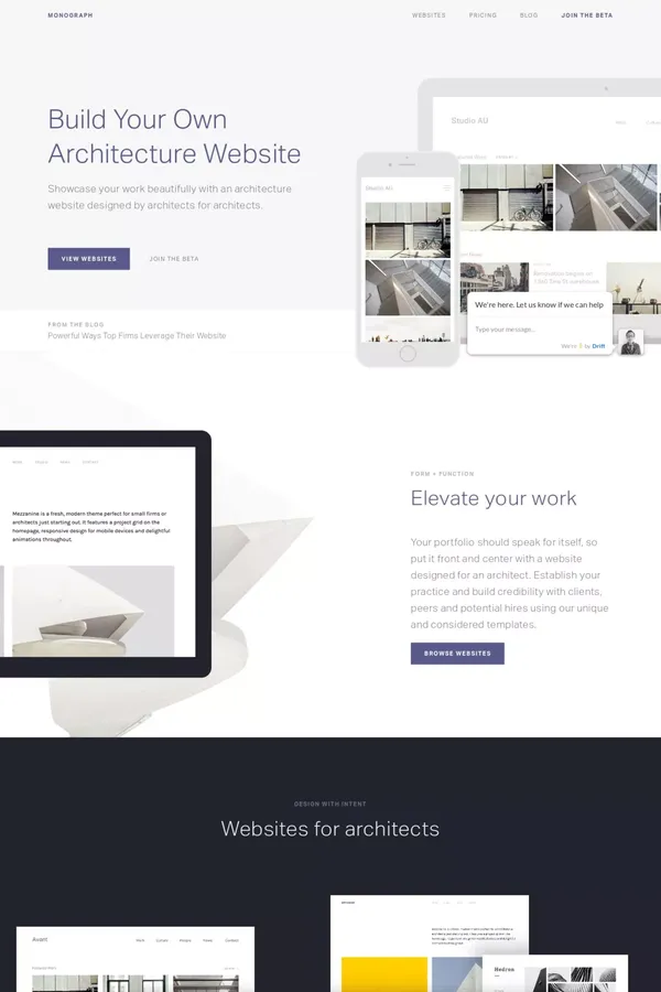 Monograph — Architecture Websites | Designed by Architects - Landing design inspiration