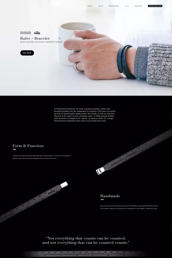 Ruler Bracelet — a blend of utility and style - Landing design inspiration