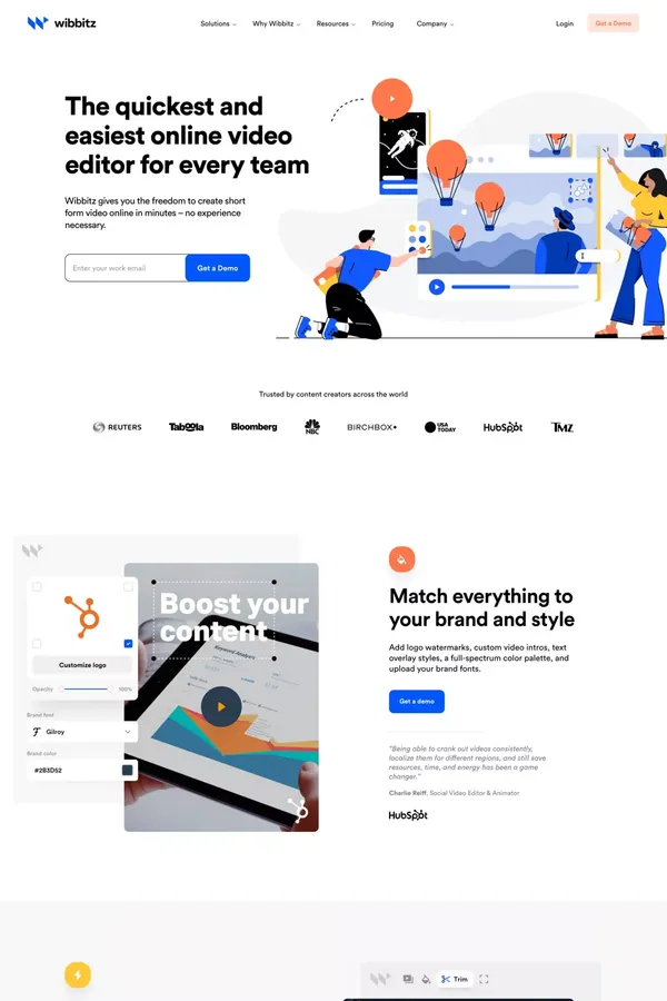 Wibbitz: Online video creation made easy - Landing design inspiration
