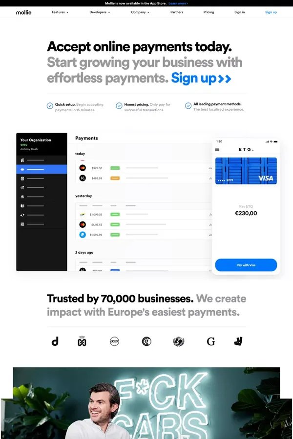 Mollie – Better payments - Landing design inspiration