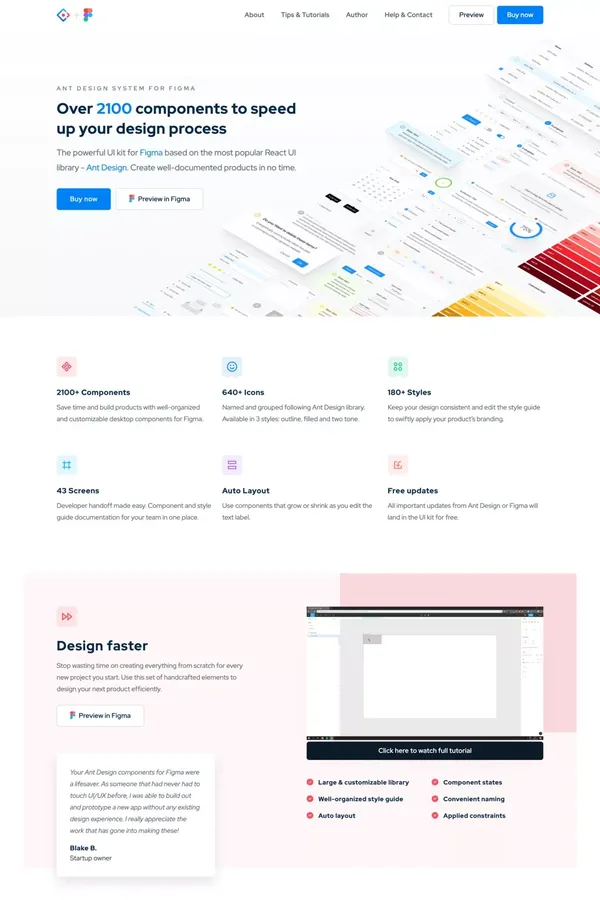 Ant Design System for Figma - UI Kit - Landing design inspiration