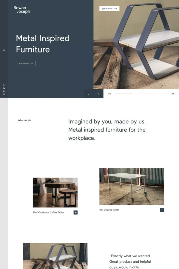 Rowan Joseph | Metal inspired furniture - Ecommerce design inspiration