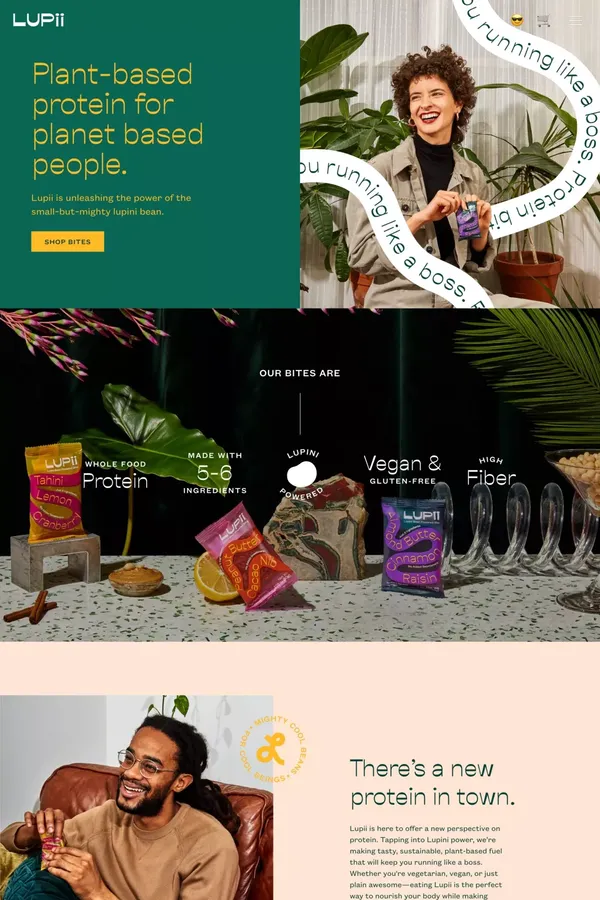 Lupii - Plant-based, whole-food protein bar powered by lupini beans - Landing design inspiration