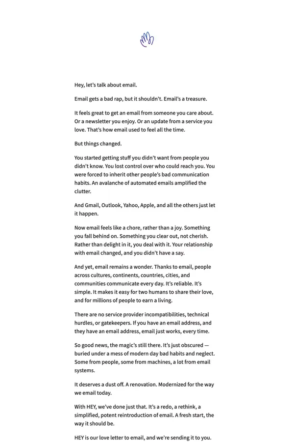 HEY - Email at its best, new from Basecamp, coming soon. - Other design inspiration