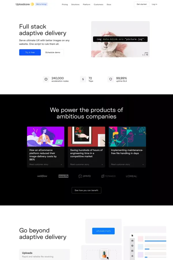 Uploadcare | The edge cloud platform beyond the best of the web | Uploadcare - Landing design inspiration