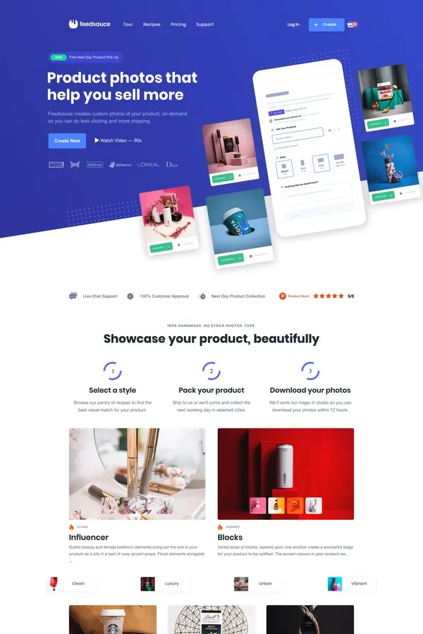 Custom Product Photos, On-Demand - Landing design inspiration