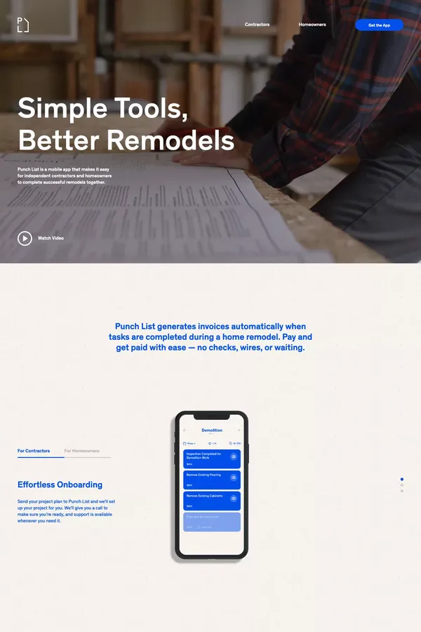 Punch List | Simple Tools, Better Remodels - Landing design inspiration
