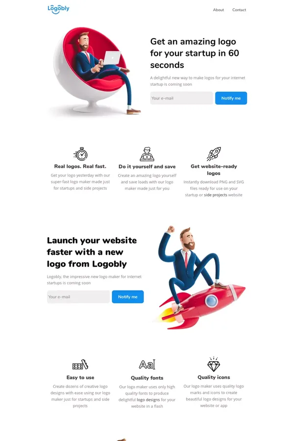 Logobly - Logo Maker Coming Soon - Get Early Access - Landing design inspiration