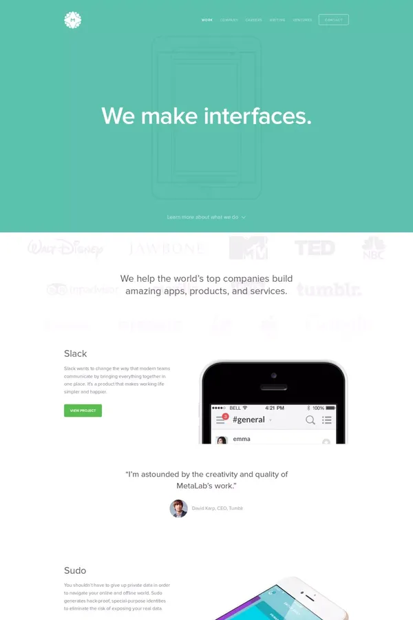 MetaLab - We make interfaces. - Portfolio design inspiration
