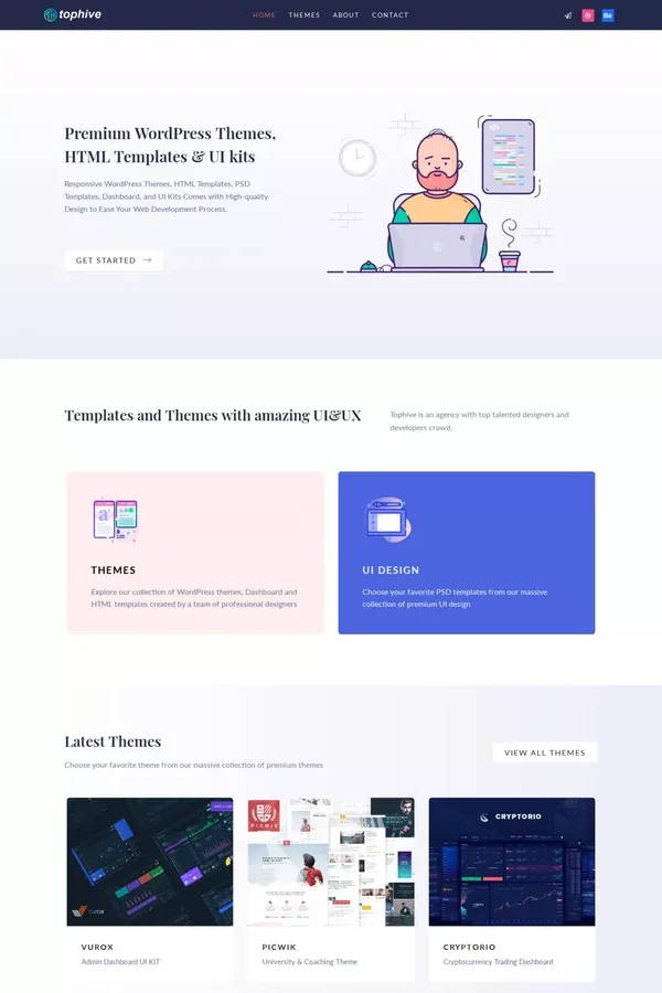 Premium WordPress Themes, HTML Templates & UI kits – tophive - website design inspiration