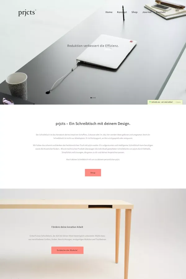 Modularer Design Schreibtisch von prjcts.de - Ecommerce design inspiration