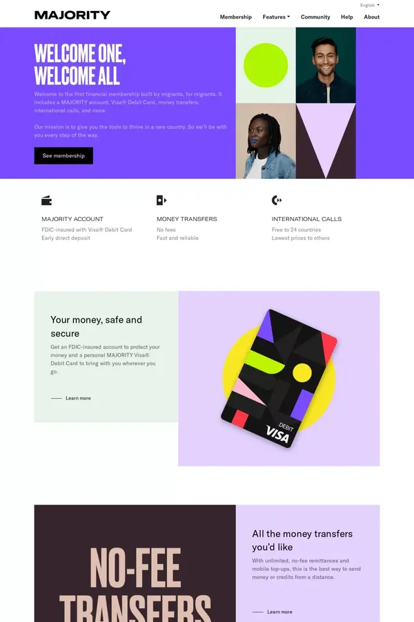 MAJORITY | The first financial membership for modern migrants. - Landing design inspiration