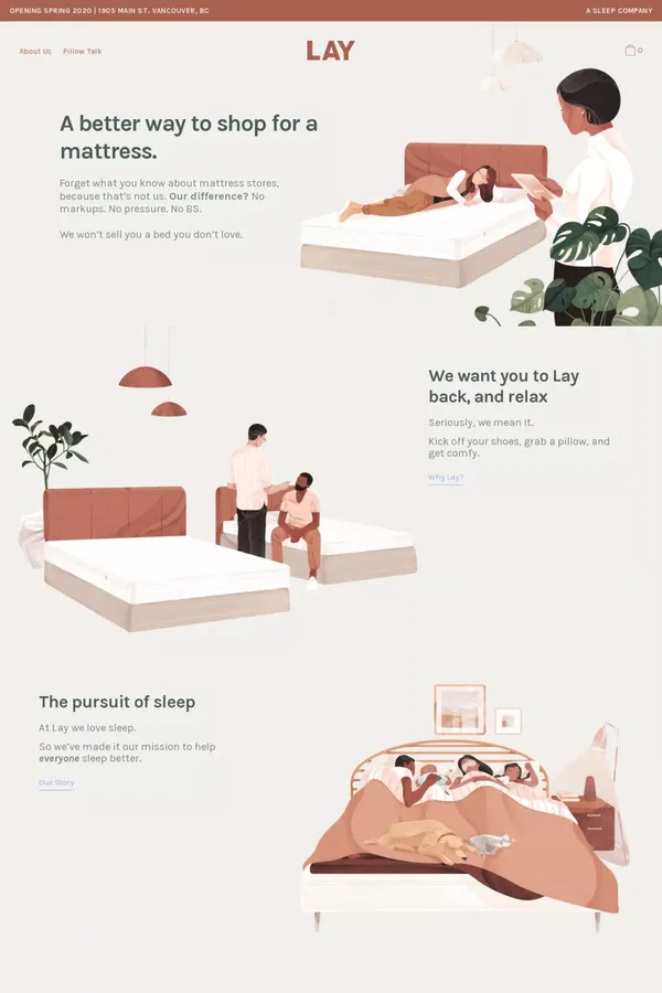 LAY | A SLEEP COMPANY - Landing design inspiration