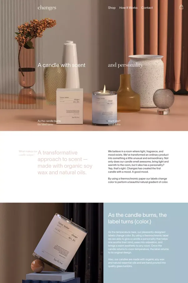 Changes Candles - Landing design inspiration