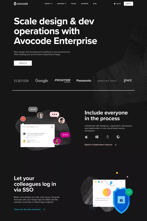 Solve design-to-code processes at your enterprise | Avocode - Landing design inspiration