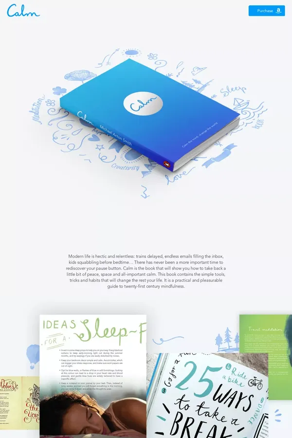 The Calm Book - Landing design inspiration
