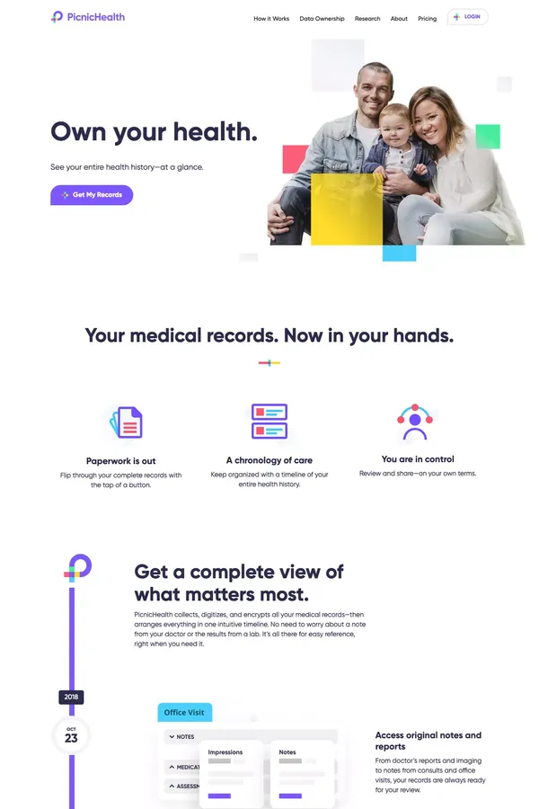 PicnicHealth | Own your health. Advance medicine. - Landing design inspiration