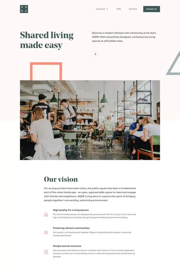 SQRE Living | Shared Living Made Easy - Landing design inspiration