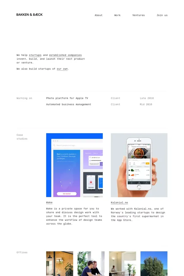 Bakken & Bæck - Portfolio design inspiration