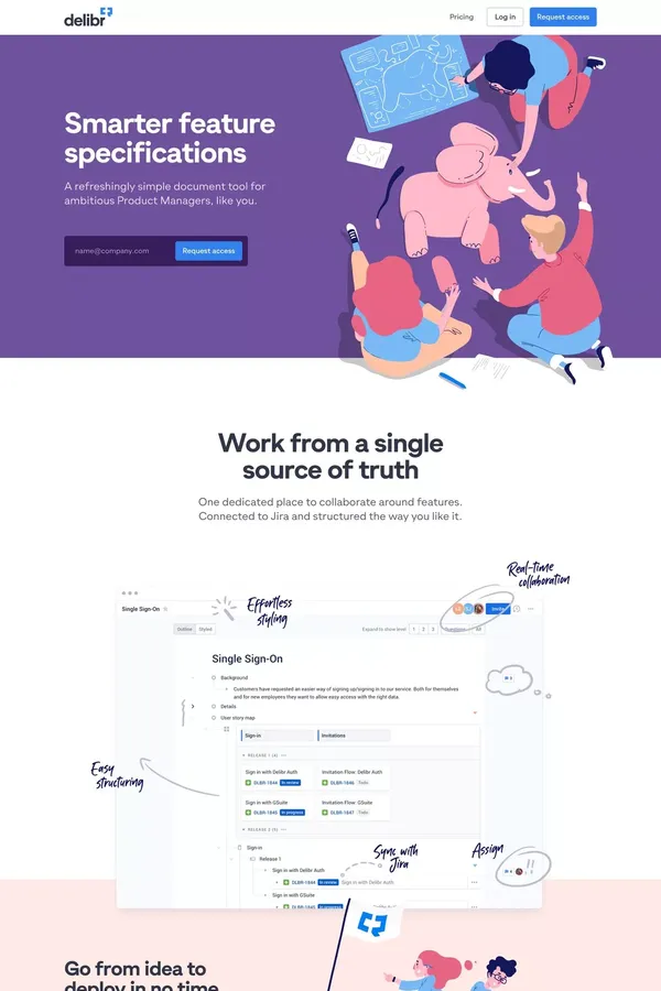 Feature Refinement Tool for Product Managers | Delibr - Landing design inspiration