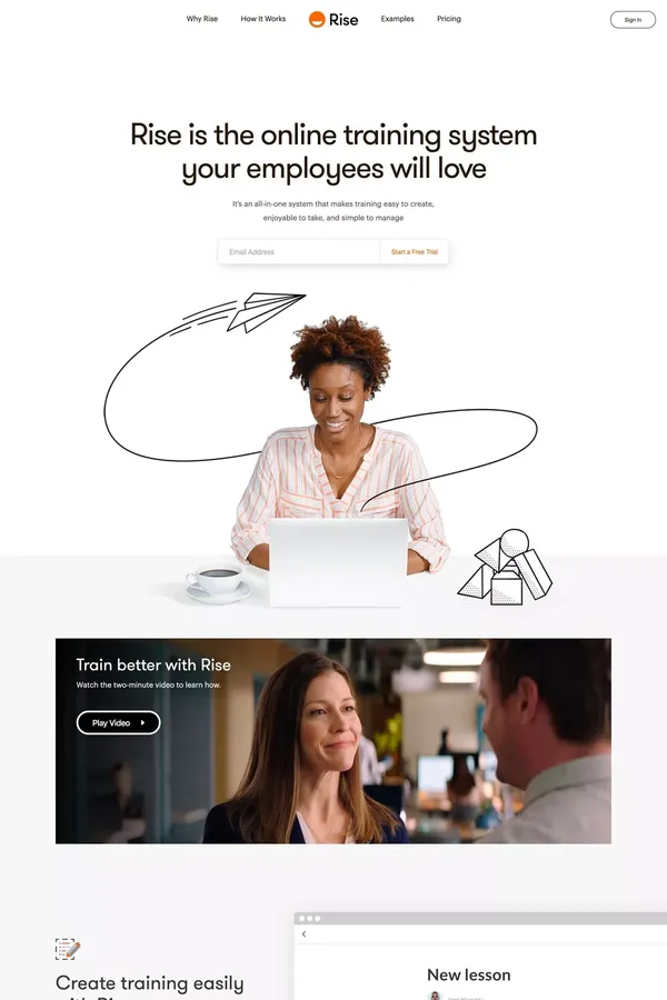 The Online Training System Your Employees Will Love | Rise - Landing design inspiration