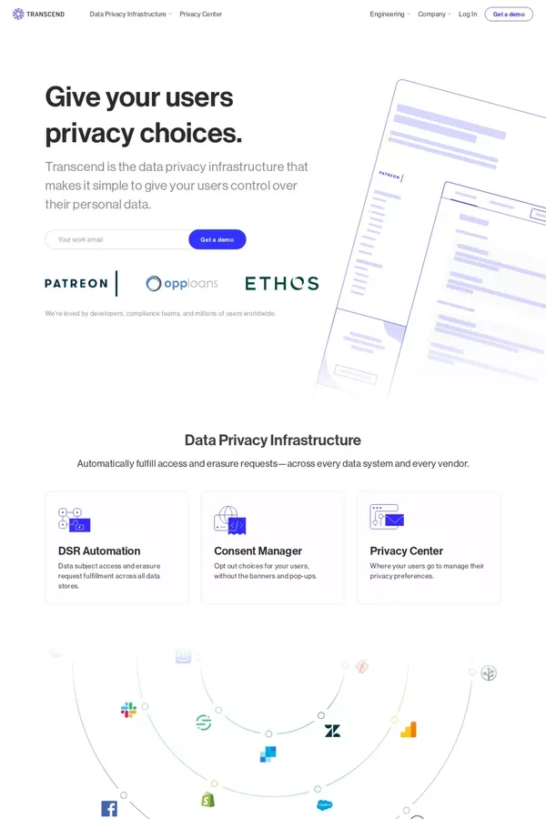 Transcend | Data Privacy Infrastructure - Landing design inspiration