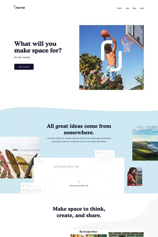 Journal - Landing design inspiration