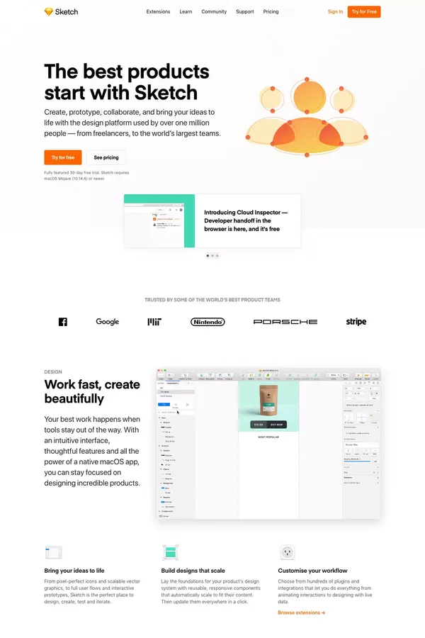 Sketch - The digital design toolkit - Landing design inspiration