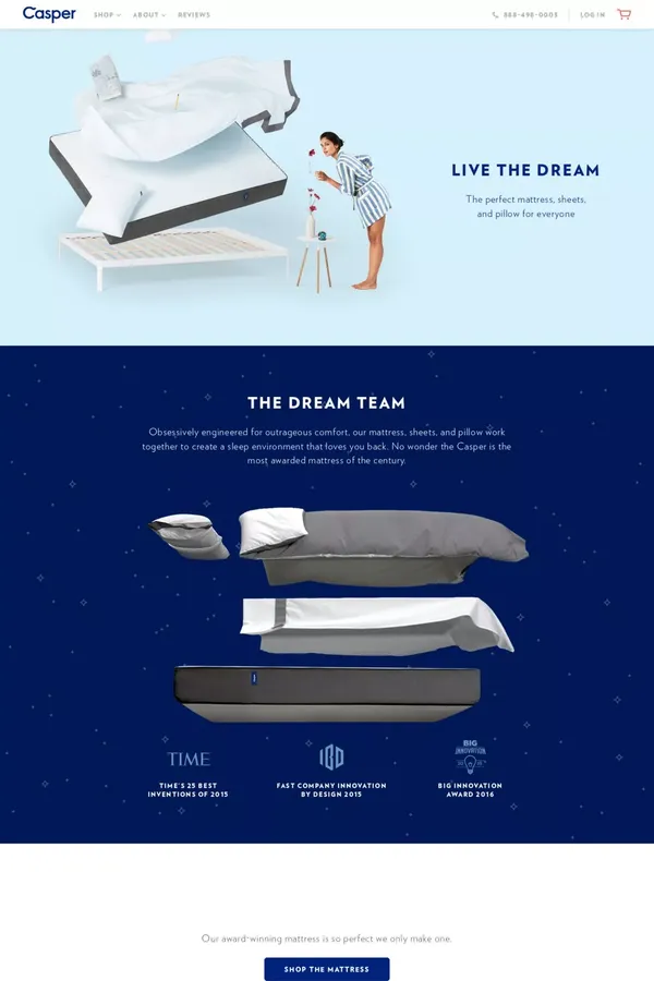 The Best Bed for Better Sleep | Casper® - Landing design inspiration