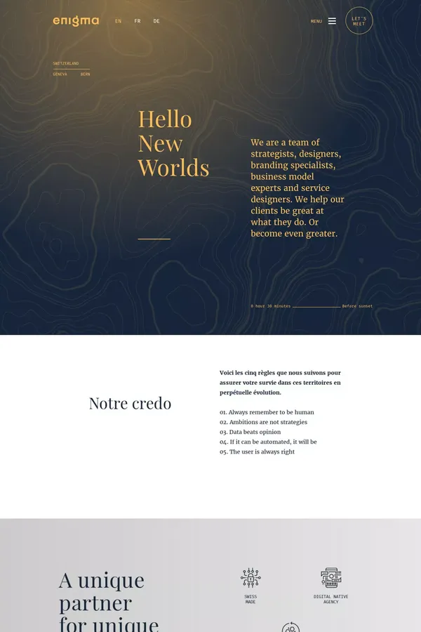 Agence de Communication - Enigma - Genève Suisse - Branding - Portfolio design inspiration