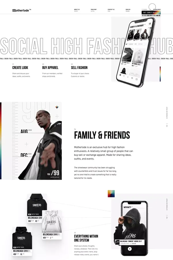 Motherlode - High Fashion Social Hub - Landing design inspiration