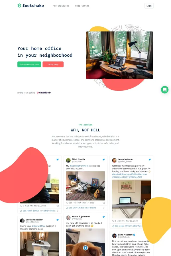 footshake - your home office in your neighborhood - website design inspiration