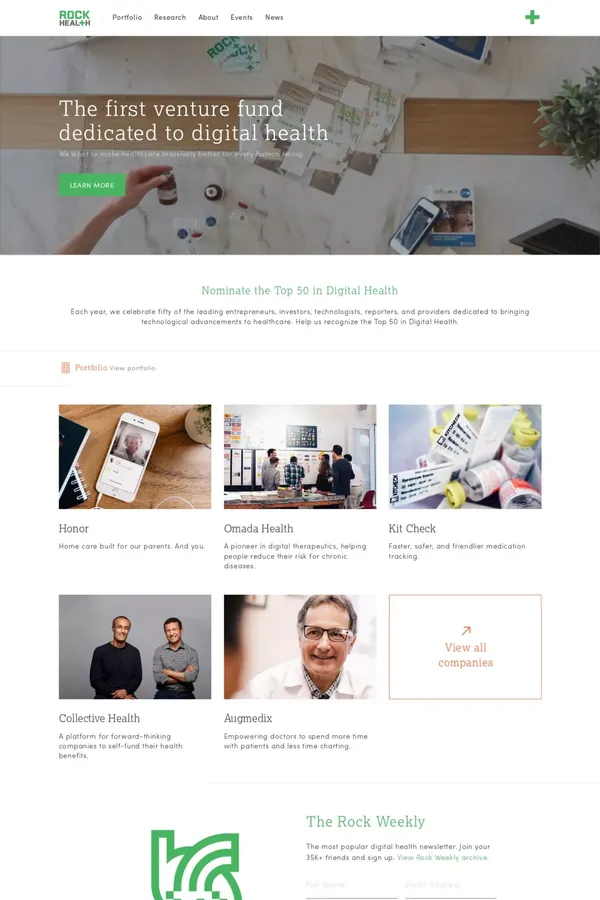Rock Health | We're Powering The Future Of Healthcare. Rock Health Is A Seed And Early-stage Venture Fund That Supports Startups Building The Next Generation Of Technologies Transforming Healthcare. - Other design inspiration