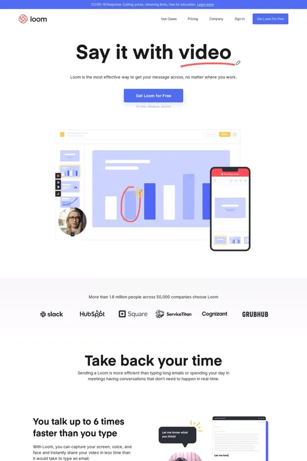 Loom | Free Screen & Video Recording Software - Landing design inspiration