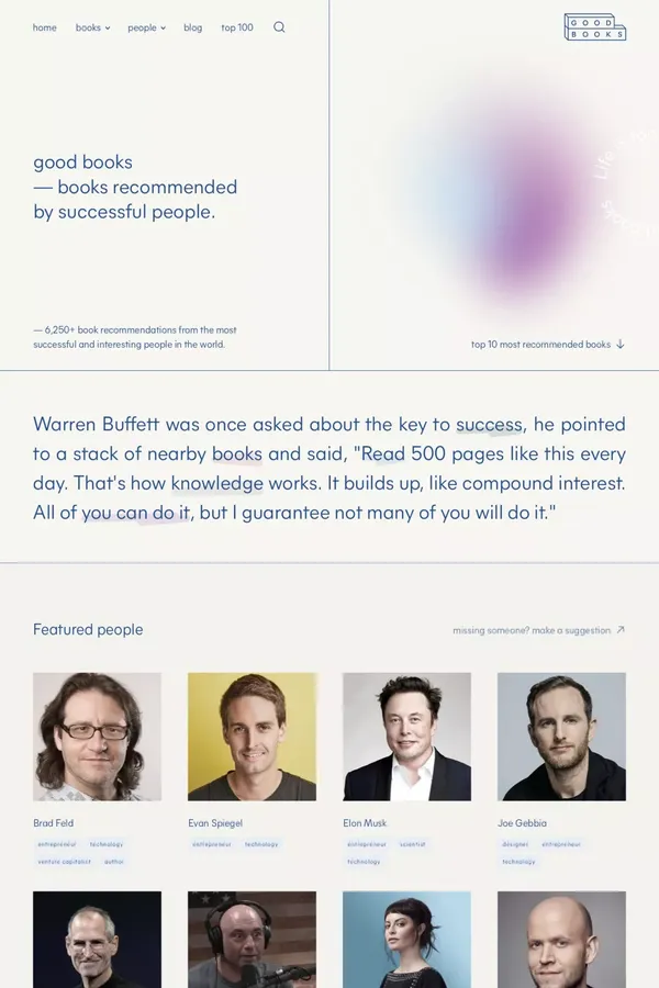 Good Books | Books recommended by successful people - Other design inspiration