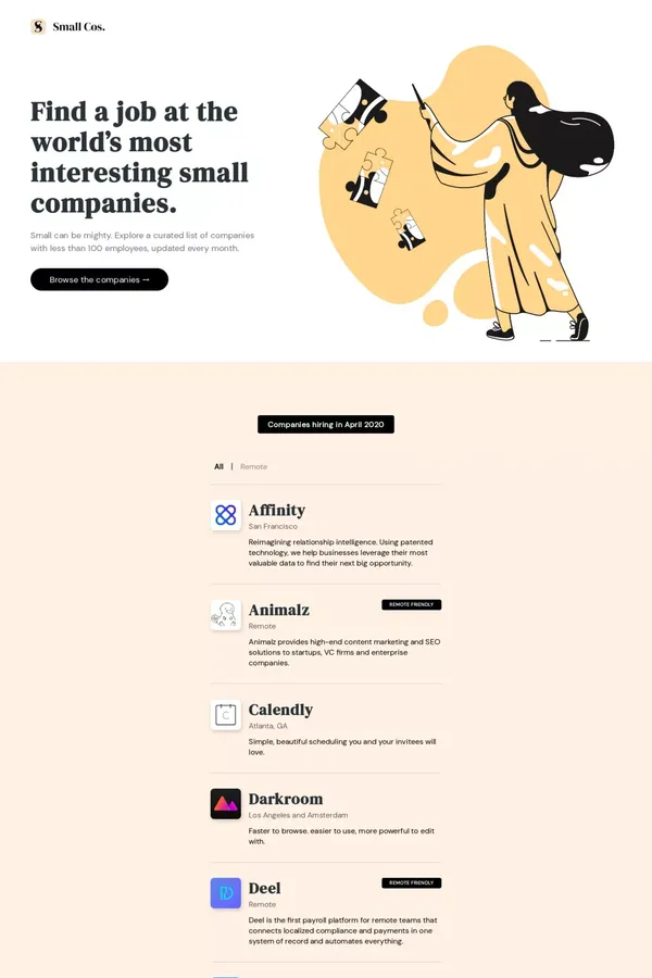 Small Cos. - Landing design inspiration