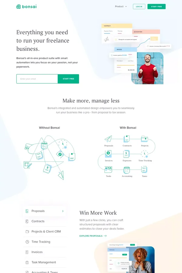 The #1 Freelance Product Suite - Bonsai - Landing design inspiration