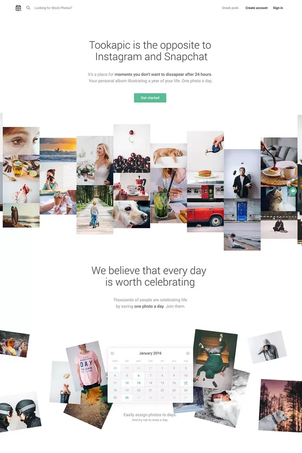Create your photo journal for free | tookapic - Landing design inspiration