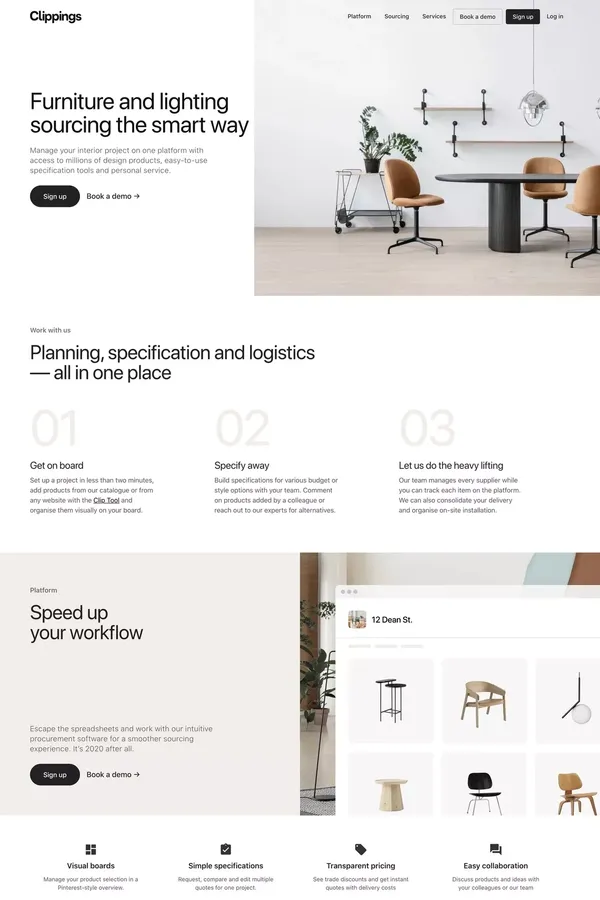 Clippings - Furniture and lighting sourcing the smart way - Landing design inspiration