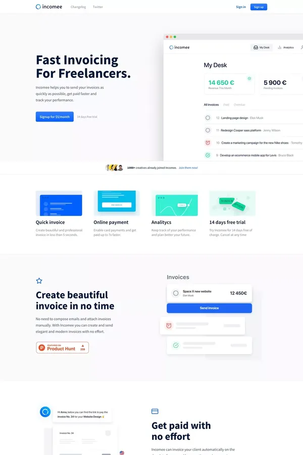Incomee - Landing design inspiration