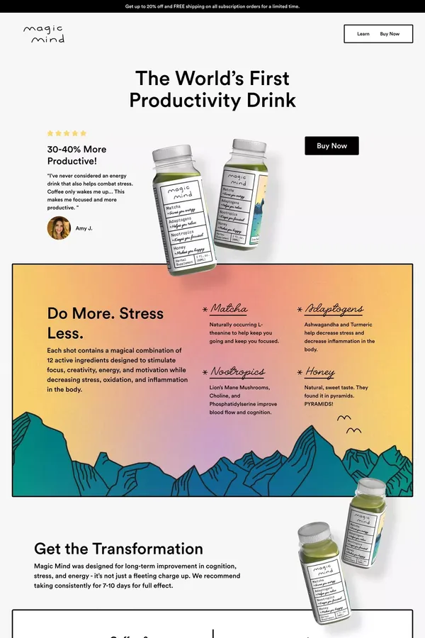 Magic Mind | The World’s First Productivity Drink - Landing design inspiration